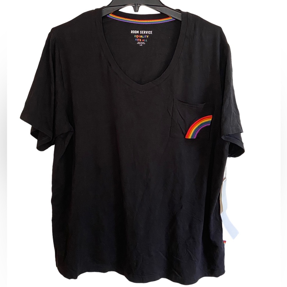 Room Service Gender Inclusive Rainbow Sleep T-Shirt L New With Tags